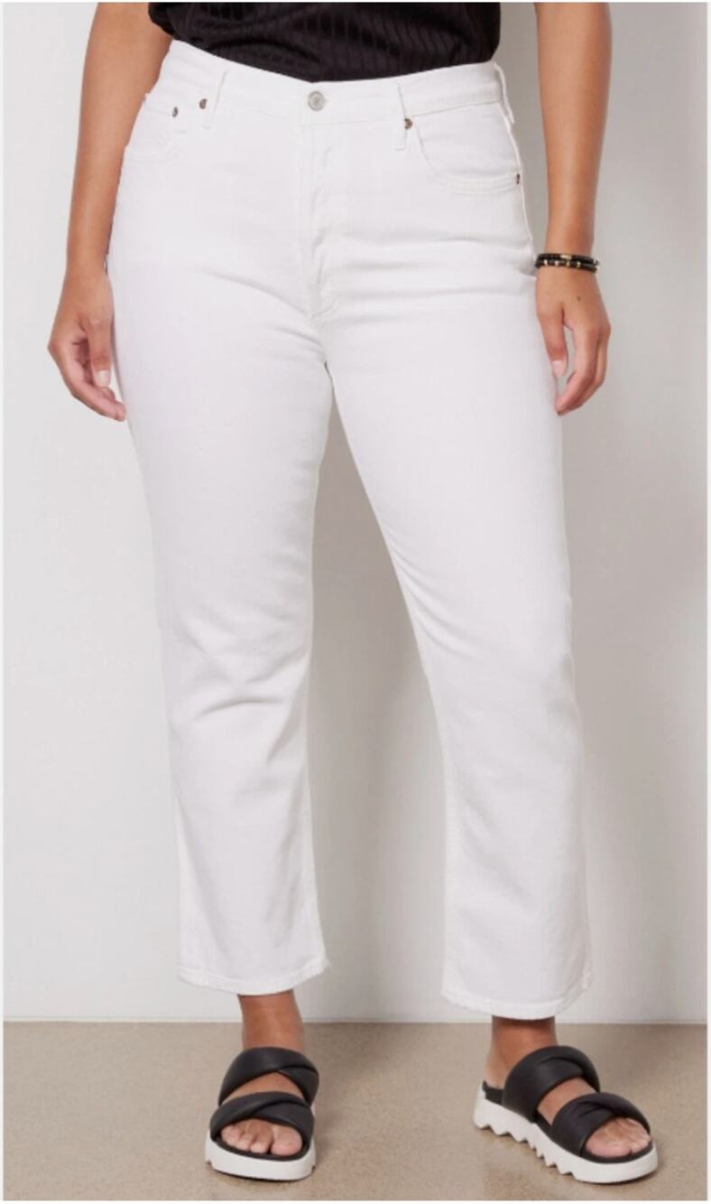 AGOLDE NWT Riley Crop Ankle Denim Jean in White Whip // 31